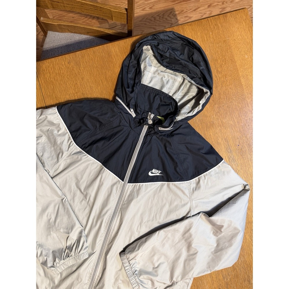 Nike Black and Light Gray Windbreaker Jacket with Hood